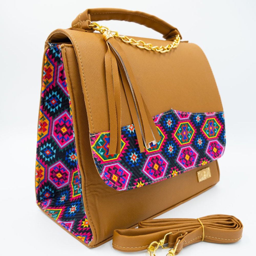 Faux Leather Crossbody Tote Bag